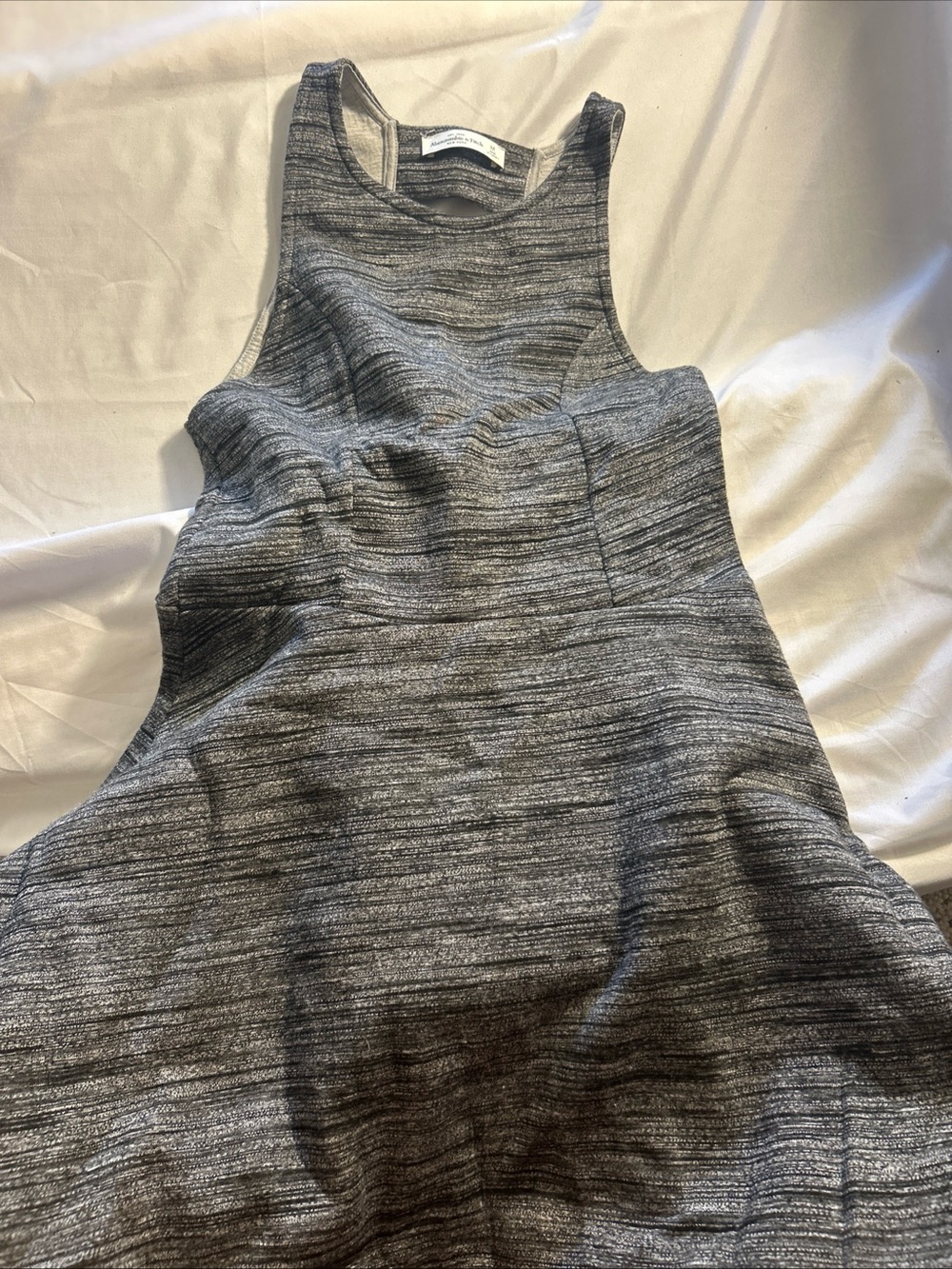 Women’s M Abercrombie & Fitch Gray /black Sleeveless Fit-and-Flare Dress